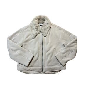 ATHLETA Cream/White Westbound Sherpa Faux Suede Jacket/Coat, Medium